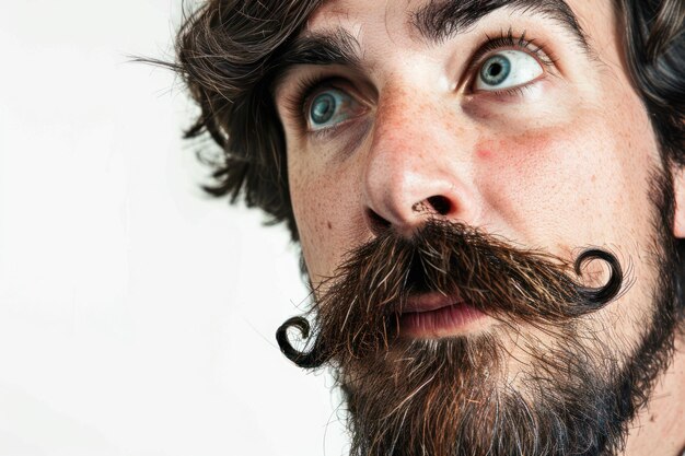 Mustache Closeup of an Man isolated on a white solid background