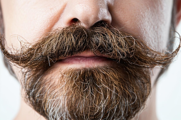 Mustache Closeup of an Man isolated on a white solid background