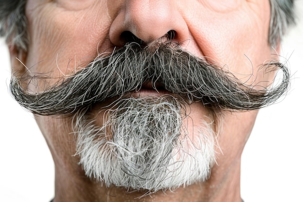 Mustache Closeup of an Man isolated on a white solid background