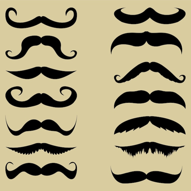 Photo mustache set on gray background