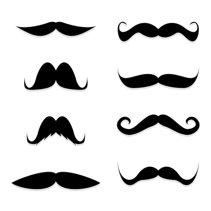 Photo mustache set isolated on white background