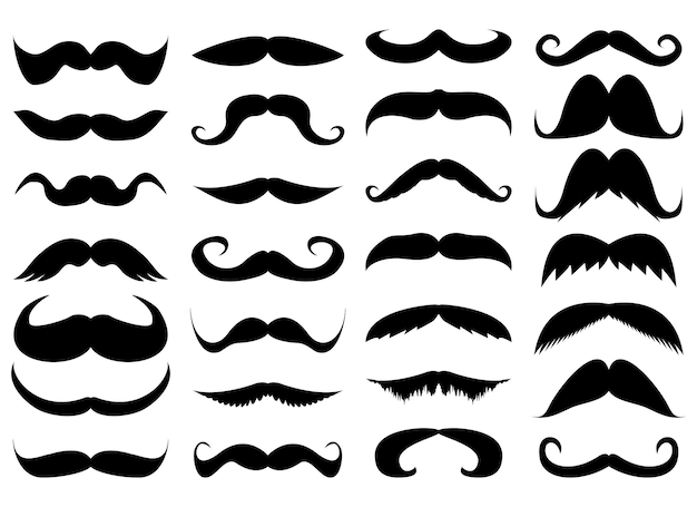 Photo mustache set isolated on white background