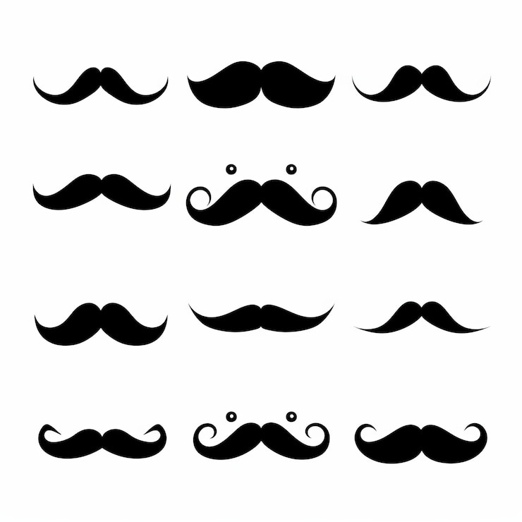 Photo mustaches icon hipster sign fathers day symbol barber logo human whisker vintage moustache emblem