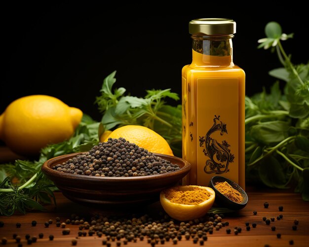 Mustard Bottle on Cinematic Kitchen Background