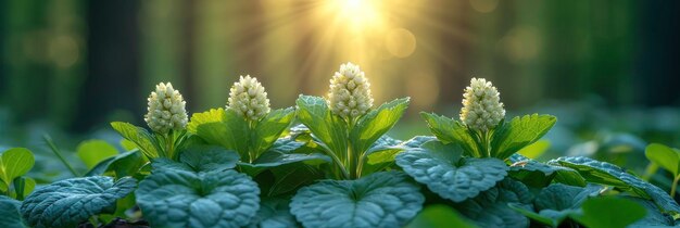 Photo mustard garlic alliaria petiolata edible wild flow background for banner hd