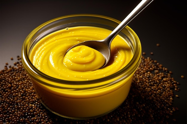 mustard in a glass bowl