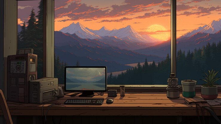차분한 색상의 방 그림