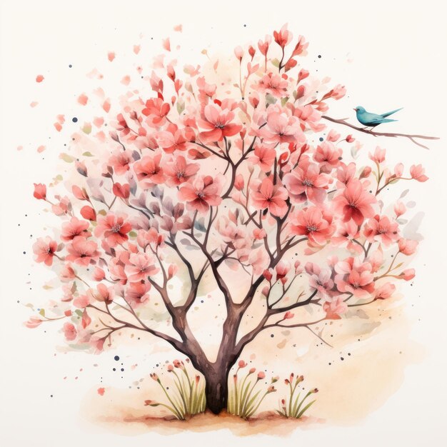 Muted colors summer tree clipart Generative AI