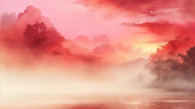 落ち着いた稲妻水墨画落ち着いた色ライスペーパーテクスチャスプラッシュペイント赤い太陽朝の光