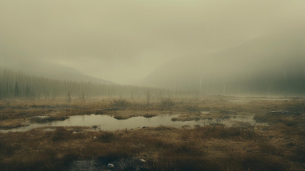 Muted Tones A Surreal Norwegian Landscape With Fog Covered River