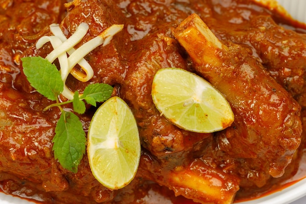 Mutton curry or Lamb curry spicy Indian cuisine