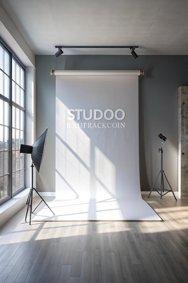 Foto muur achtergrond interieur studio en achtergronden toonen producten met schaduw van venster kleur witte en grijze achtergrond voor het invoegen van tekst en presentatie product