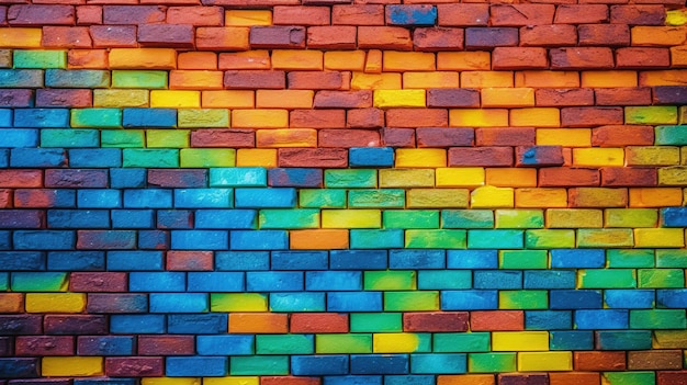 muur gemaakt van kleurrijke bakstenen achtergrondfoto