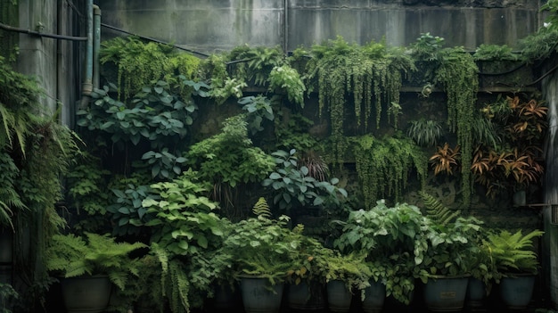 Foto muur van een gebouw bedekt met planten