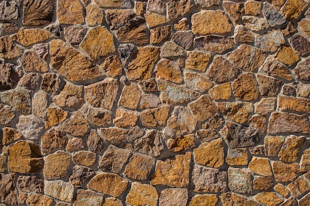 Muur van ruwe keien Steen metselwerk