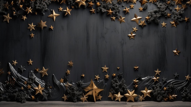 Muur vol sterren en een donkergrijze achtergrond voor Kerstmis