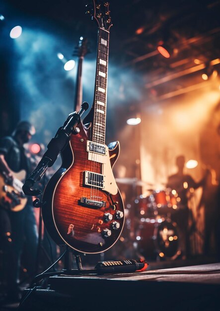 Muziekgroep speelt op een concertpodium