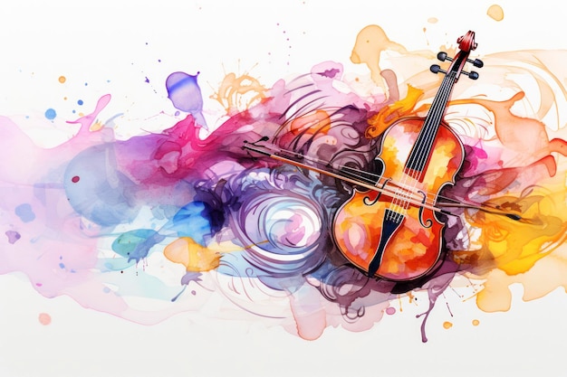 Muziekinstrument Alcohol Ink Clipart achtergrond kopie ruimte mockup