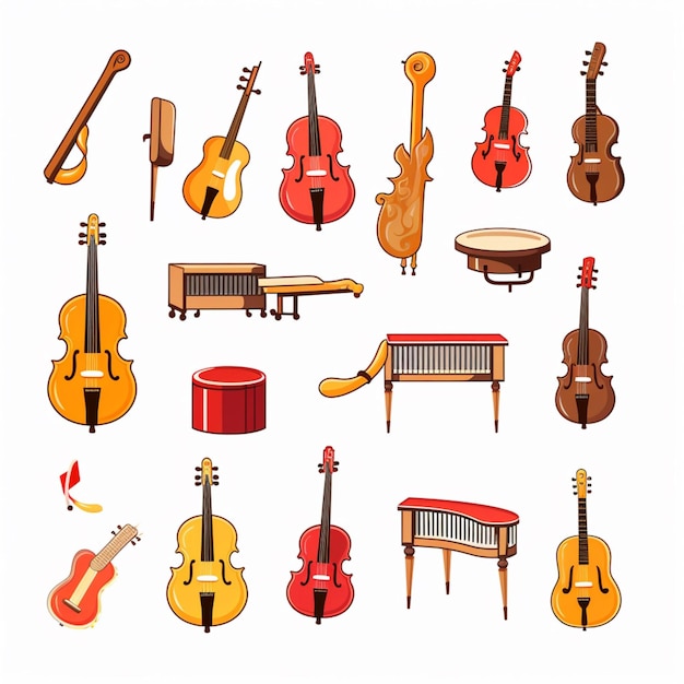 Muziekinstrument emojis 2d cartoon vector illustratie