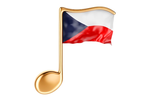 Muzieknoot met Tsjechische vlag Muziek in Tsjechië concept 3D-rendering