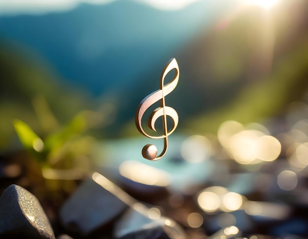 Foto muzieknoot op de top van de rotshoop generatieve ai