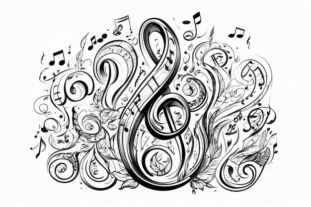 Muzieknootontwerpelement in doodle-stijl