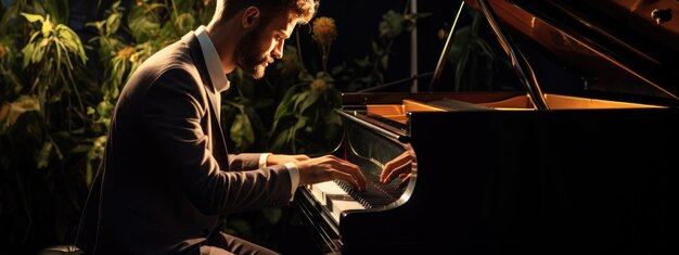 Muzikant speelt piano.