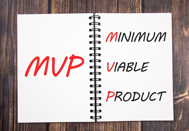 MVPMinimum Viable Product メモ帳のテキスト略語コンセプト ビジネス コンセプト