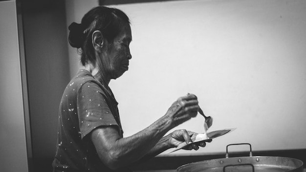 my grandmother is baking blackandwhite