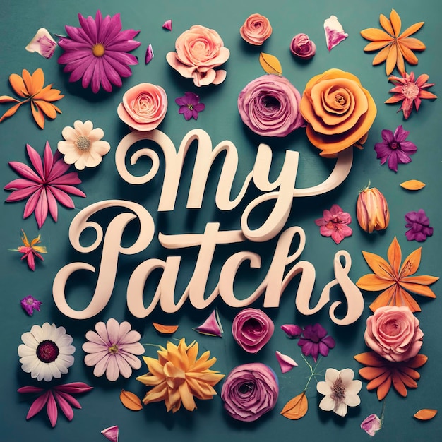 my patches text made with flowers and leaves