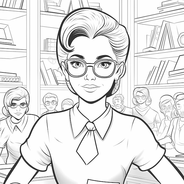 My Teacher Cartoon Coloring Page for 5YearOld Kids Realistic Style