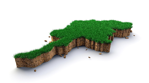 Myanmar Map Grass and ground Burma Map texture 3d illustration