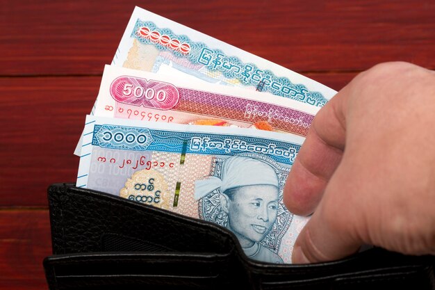 Myanmar money - kyat in the black wallet