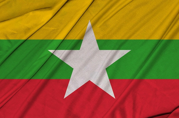 Myanmar realistic 3d textured waving flag