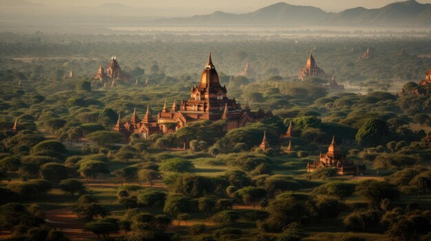 Myanmar's Bagan Aerial View of Temple Complex