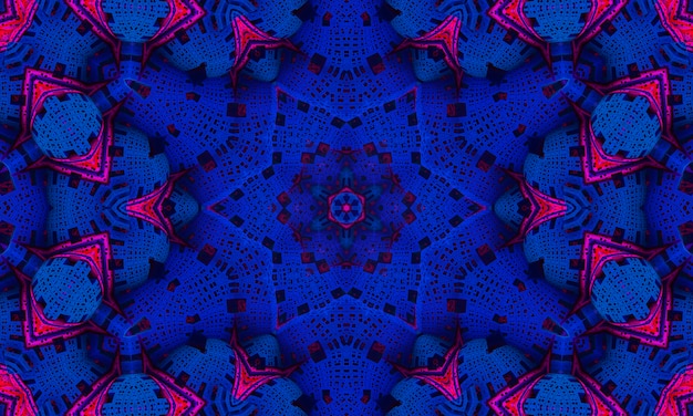 Mykonos Blue trendy color kaleidoscope. Beautiful kaleidoscope background. Abstract kaleidoscope patterns. Colorful mandala texture. Illustration traditional art design.