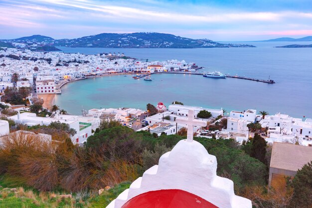 Città di mykonos, chora sull'isola di mykonos, in grecia