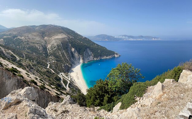 Photo myrtos beach kefalonia ionian sea