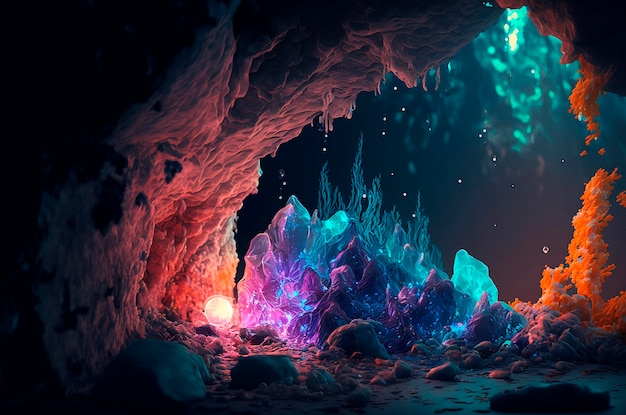 Mysterie kleurrijke kristallen grot