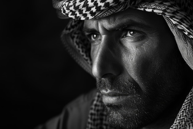 Foto mysterieuze arabische man donkere hemel generate ai