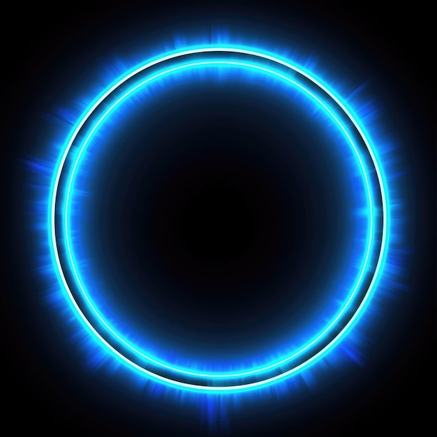 Mysterieuze geometrische vorm portaal frame met digitale stijl neon licht AIG35