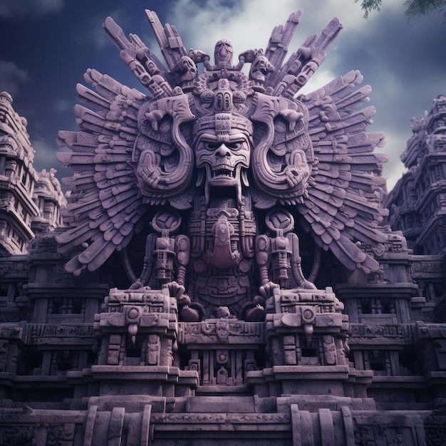 Mysterieuze hyper gedetailleerde 3D-weergave van een oude Azteekse tempel