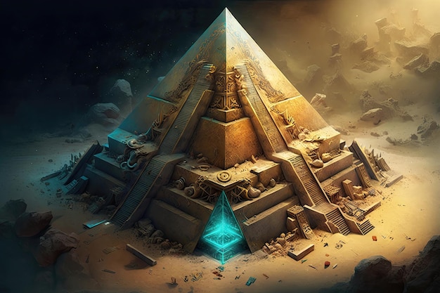 Mysterieuze piramide met verborgen schatten Generatieve AI