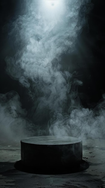 Mysterieuze rook die rond een cirkelvormig platform draait Mystery magic Design voor thriller boek omslag
