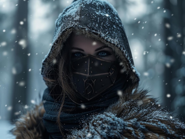 Mysterieuze vrouw in het winterwonderland.