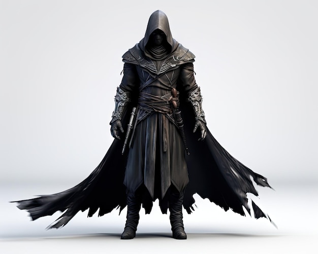 Premium AI Image | Mysterious 3D shadow ninja a stealthy assassin cloak ...