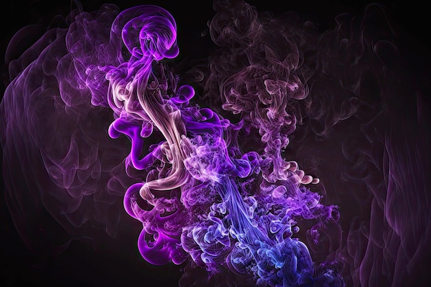 Mysterious abstract image of purple smoke as d render neon background