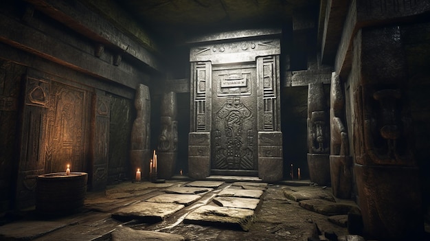 Mysterious ancient tomb with hieroglyphs Generative AI