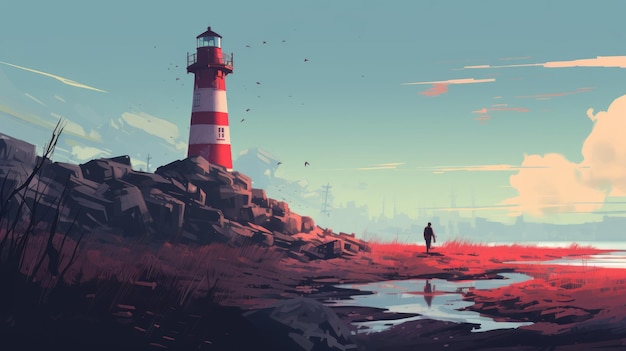 Mysterious Back To The Future Lighthouse In Simon Stalenhag39s Art Style