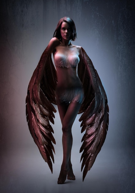 Mysterious beauty Conceptual shot of a beautiful woman with black wings